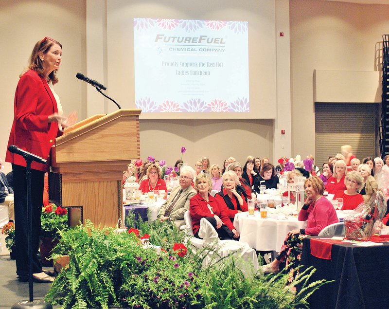 Sharon Bale, Miss Arkansas 1967, speaks during the 2018 Red Hot Ladies Luncheon in Batesville. This year’s event will take place April 5 in Independence Hall at the University of Arkansas Community College at Batesville. Claudio Raffo, who was crowned Miss Arkansas in 2018, is the leadline speaker for the 2019 Red Hot Ladies Luncheon.