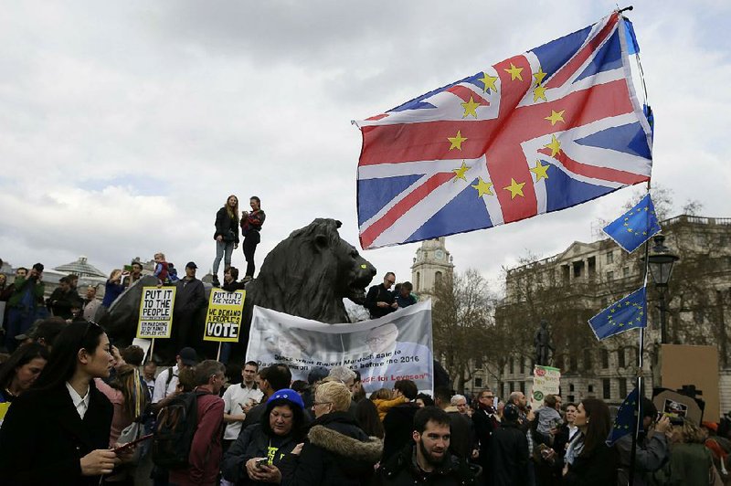 Demonstrators fill Trafalgar Square during Saturday’s rally in London. 