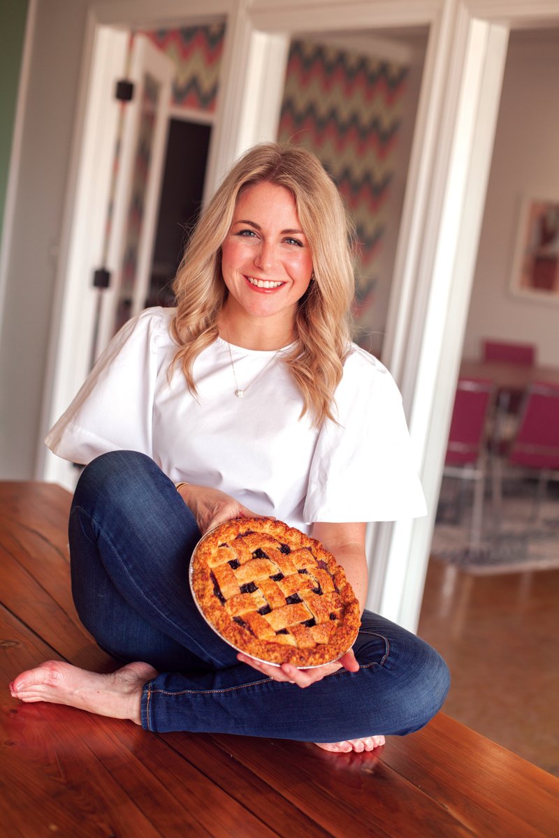 Graycen Bigger, executive director of the Spring River Innovation Hub in Cherokee Village, holds a blueberry pie from Chow on the Square in Cherokee Village. The hub is hosting the first Arkansas Pie Festival on April 20 in the town square. The inaugural festival will feature a contest for the best pies, a pie-eating contest, music, food trucks and more. Chow on the Square is competing in the commercial-baker category. Other categories are noncommercial and student, which is for those 18 and younger. More information is available at arkansaspiefestival.com.