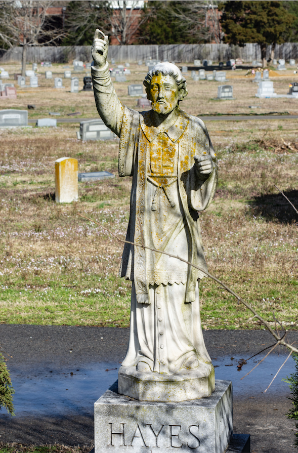 A monument at Haven of Rest Cemetery in Little Rock marks the final resting place of the Hayes family. Haven of Rest is the largest black cemetery in Little Rock and possibly the state. (Arkansas Democrat-Gazette/CARY JENKINS)