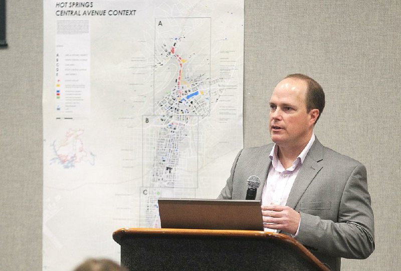 Assistant City Manager Lance Spicer speaks at the Majestic meeting at the Hot Springs Convention Center on Tuesday. 