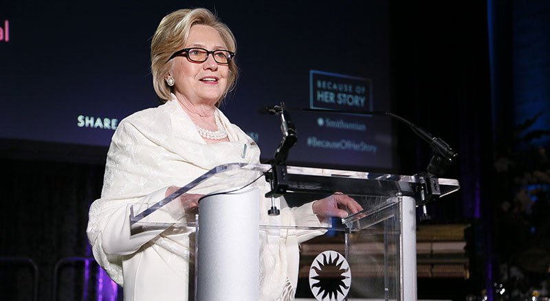 Paul Morigi/AP Images for National Portrait Gallery GUEST SPEAKER: Former Secretary of State Hillary Clinton speaks at the opening of "Votes for Women: A Portrait of Persistence" at the Smithsonian's National Portrait Gallery on March 28 in Washington. Image distributed for National Portrait Gallery.