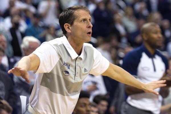 Nevada head coach Eric Musselman works the sidelines against Fresno State in the first half of an NCAA college basketball game in Reno, Nev., Saturday, Feb. 23, 2019. (AP Photo/Tom R. Smedes)