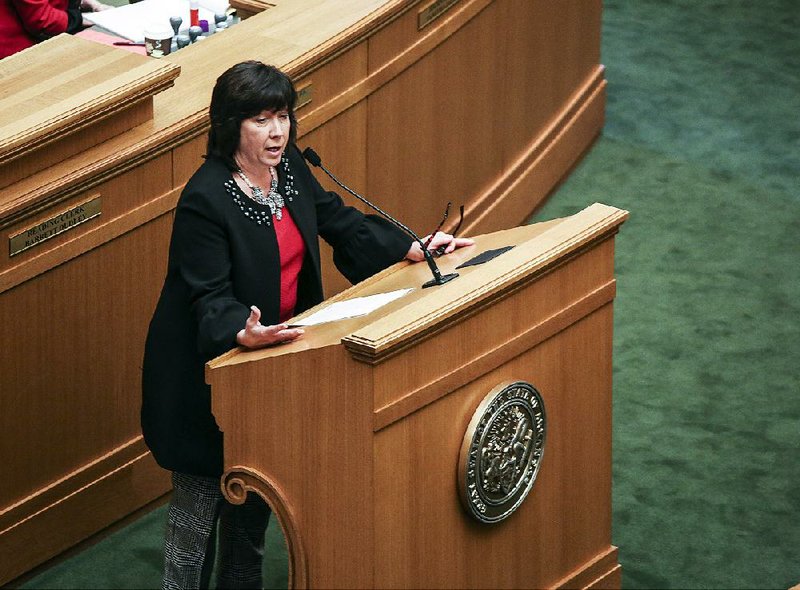 FILE - Rep. Mary Bentley, R-Perryville, speaks on the floor of the House in this file photo.