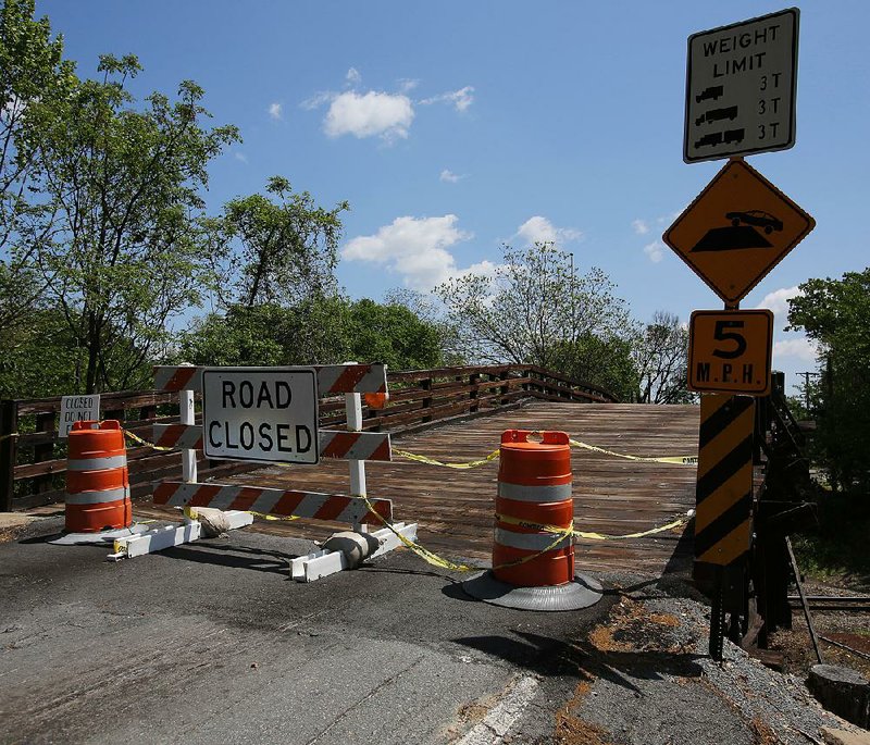 FILE — A wooden bridge on 14th Street in North Little Rock, shown here on April 27, 2018. 