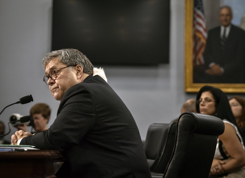 Attorney General William Barr testifies before the House Appropriation subcommittee on Capitol Hill on Tuesday. Washington Post photo by Bill O'Leary.