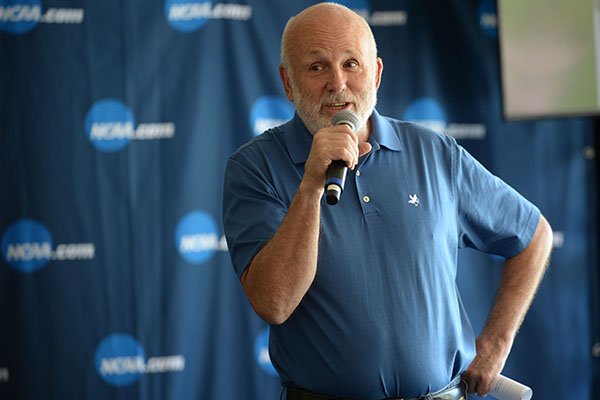 John Tyson, founder of Blessings Golf Club, speaks Tuesday, April 9, 2019, during a press conference to announce the details of the NCAA Men's and Women's Golf Nation Championship at Blessings Golf Club in Johnson.