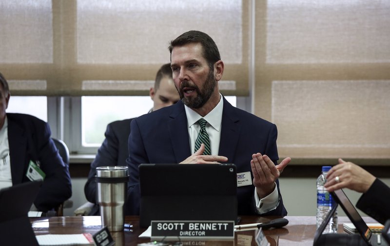 Scott Bennett, Director of the Arkansas Department of Transportation speaks during an Arkansas Highway Comission meeting Wednesday, March 13, 2019 in Little Rock.