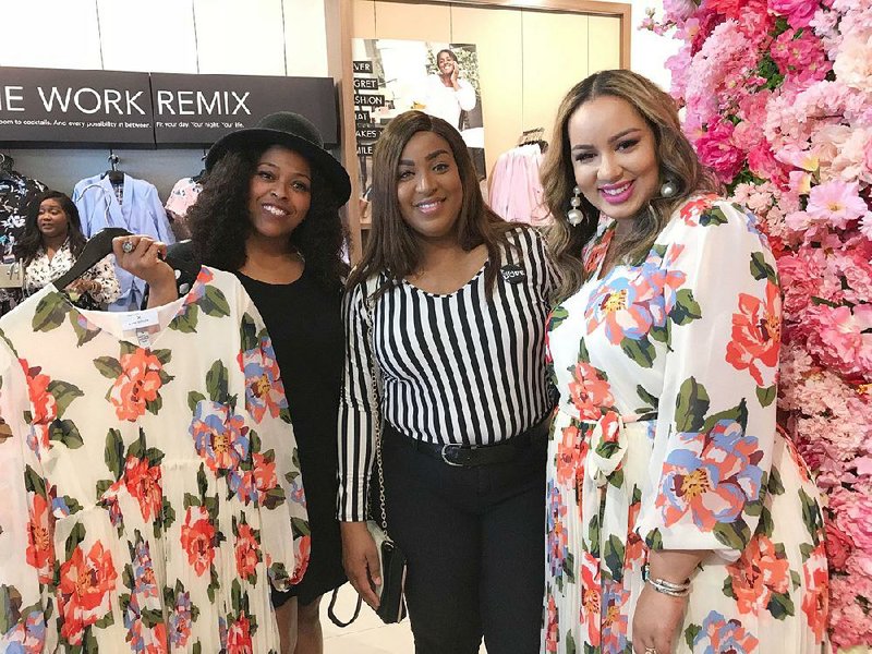 Apryl Jackson and Evette James, both of Little Rock, stand with Rochelle Johnson at the launch party for Johnson’s Beauticurve Collection, March 24, at the Lane Bryant Store in North Little Rock’s Lakewood Village. Named for Johnson’s popular blog, the collection was inspired in part by Rochelle’s experience as a former store associate. 