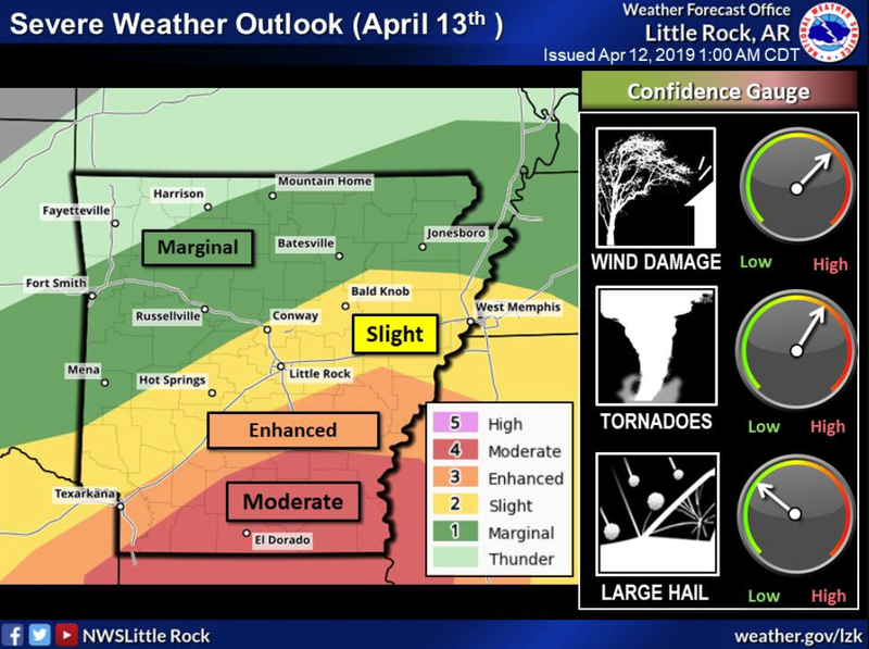 Weather officials said strong storms are on tap for much of Arkansas this weekend. Photo by National Weather Service.  