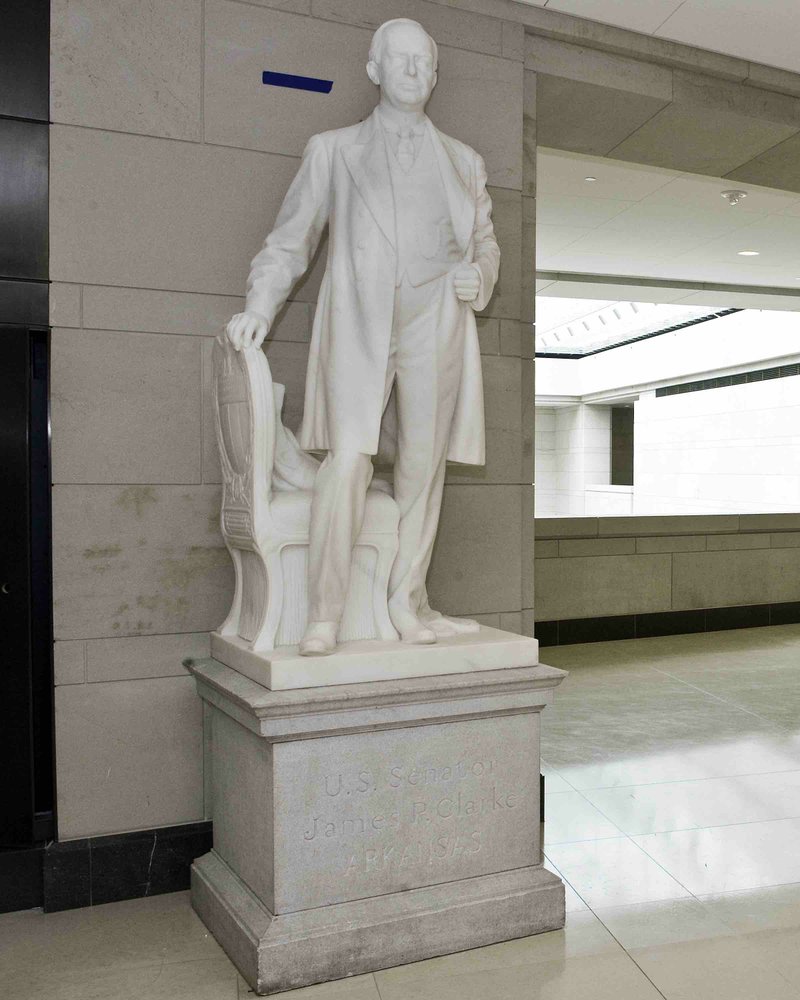 Photo courtesy Office of the Architect of the Capitol The statue of James Paul Clarke is one of two that have represented Arkansas in Statuary Hall in Washington, D.C.