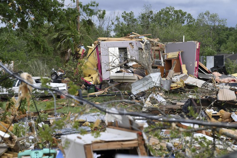 More than 30 homes were damaged when severe weather struck Franklin, Texas, Saturday, April 13, 2019. (Laura McKenzie/The Eagle via AP)