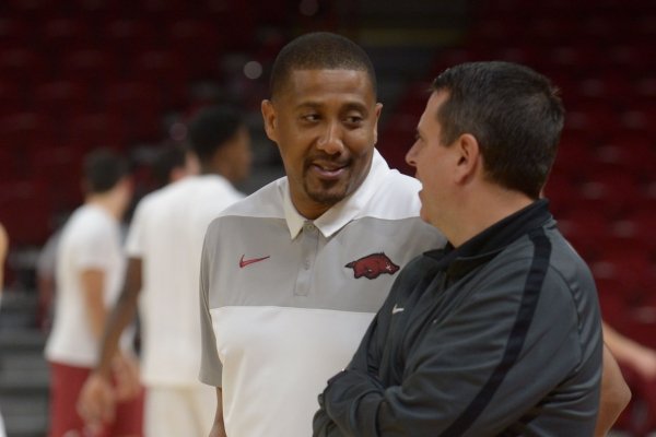 Arkansas Southwest Baptist Friday, Nov. 2, 2018, during the first half of their exhibition game in Bud Walton Arena. Visit nwadg.com/photos to see more photographs from the game.
