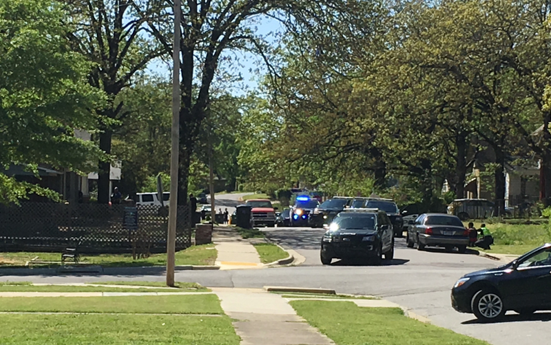 Little Rock police responded to reports of a shooting Monday afternoon. Photo by John Sykes. 