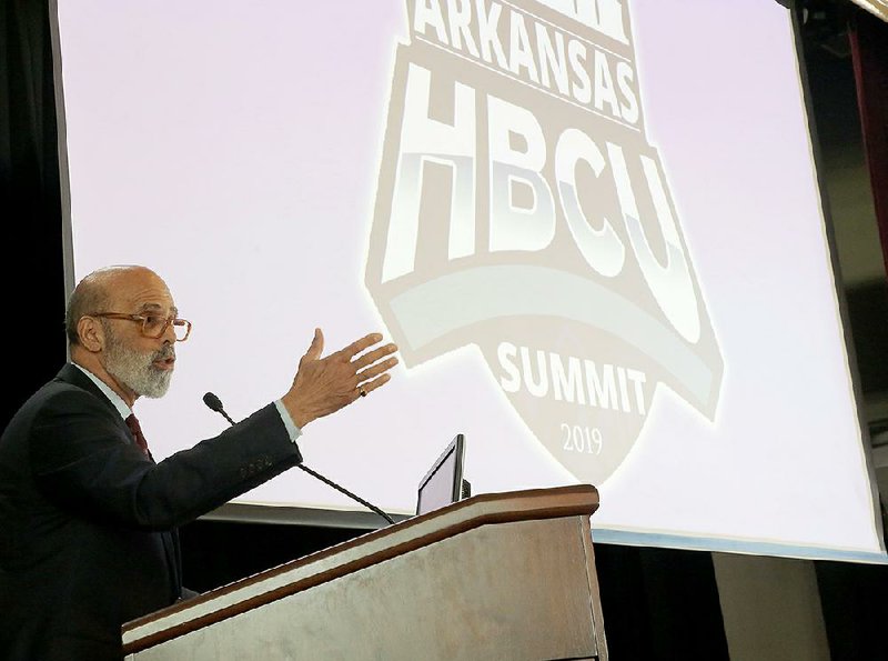 Dr. Michael L. Lomax, president and CEO of United Negro College Fund, speaks at the Arkansas Historically Black College and University Summit held Monday at the Mosaic Templars Cultural Center in Little Rock.