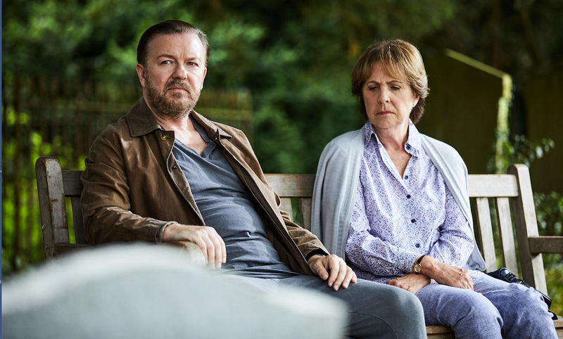 Ricky Gervais and Penelope Wilton star in 'After Life.' (Netflix)
