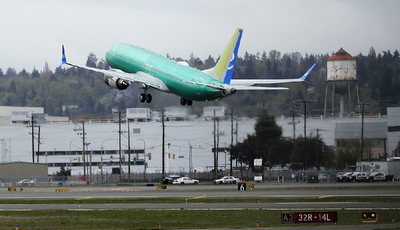 A Boeing 737 Max 8 airplane being built for Spain-based Air Europa takes off for a test flight last week in Seattle. Boeing has finalized a software upgrade but it hasn’t yet been sent to the Federal Aviation Administration for approval. 