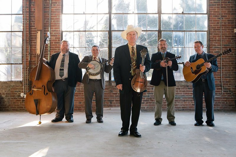 David Davis and Warrior River Boys — (from left) Marty Hays, Robert Montgomery, David Davis, Philip James and Stan Wilson — perform Monday in Paragould. Special to the Democrat-Gazette/Amy Richmond

