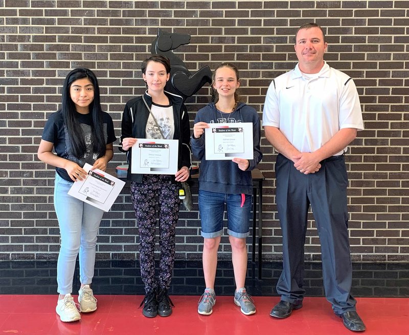 Photo Submitted MCHS Students of the Week chosen for March 25-29 are sophomore Cindy Rodriquez-Raymundo (left), junior Amber Scates, senior Adrian Jones, and Mr. Gordon. Freshman Elysabeth Cisneros is not pictured.
