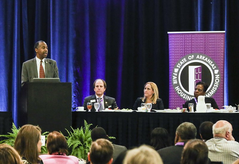 Arkansas Democrat-Gazette/MITCHELL PE MASILUN -- 4/19/2019 --- 
HUD secretary Ben Carson speaks during the Fair Housing Conference at the Little Rock Marriott Friday, April 19, 2019 in Little Rock.