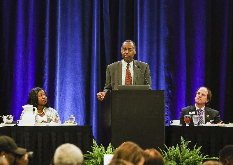 “No one should have to endure any type of harassment to keep a roof over their heads,” Housing and Urban Development Secretary Ben Carson said Friday in Little Rock. 