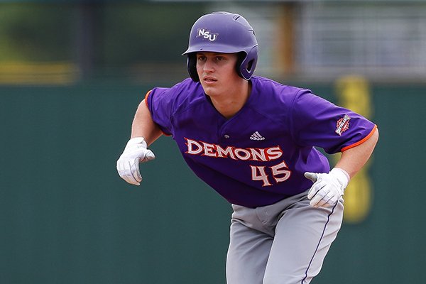 Jeffrey Elkins (45) runs the bases during a Northwestern State University at Houston Baptist University NCAA college baseball game, Saturday, March 30, 2019, in Houston. (AP Photo/Aaron M. Sprecher)