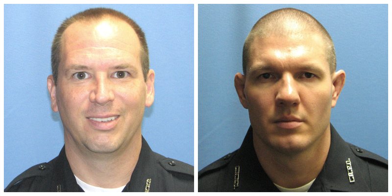 Officials said Monday that officers Ryan Stubenrauch (left) and Chandler Taylor (right) fatally shot a man after he began shooting at them. Photos courtesy of the Little Rock Police Department