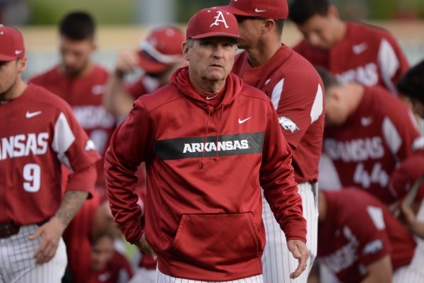 Arkansas Mississippi State Friday, April 19, 2019, during the inning at Baum-Walker Stadium in Fayetteville. Visit nwadg.com/photos to see more photographs from the game.