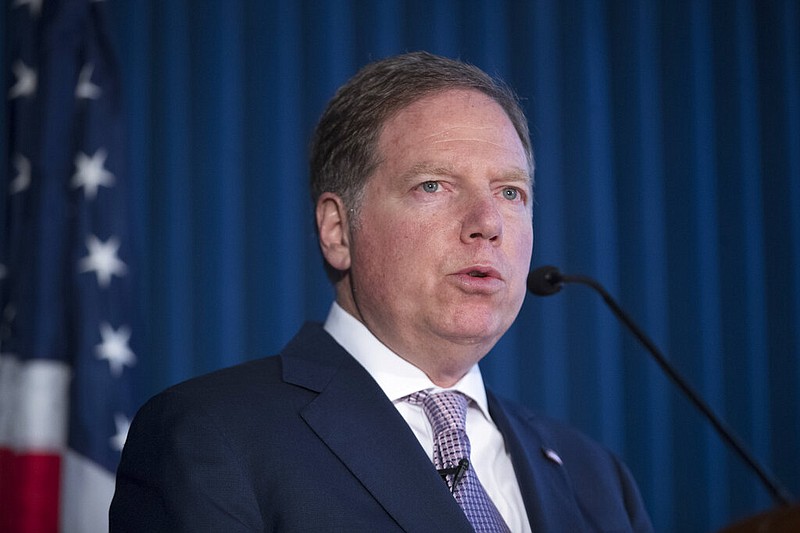 Geoffrey S. Berman, U.S. Attorney for the Southern District of New York, speaks during a news conference announcing charges against Rochester Drug Co-Operative Laurence Doud III on Tuesday, April 23, 2019, in New York. (AP Photo/Mary Altaffer)