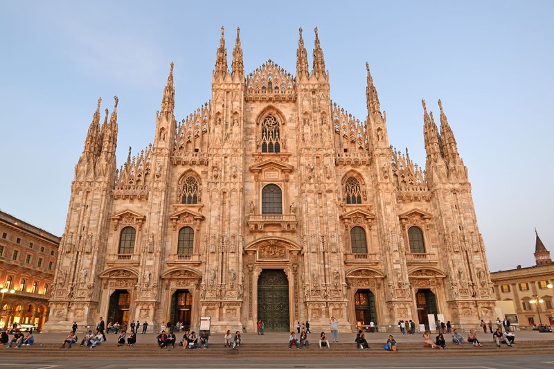 Made of pink marble and decorated with Gothic spires, Milan’s cathedral is one of the largest in Europe. Photo by Cameron Hewitt via Rick Steves' Europe