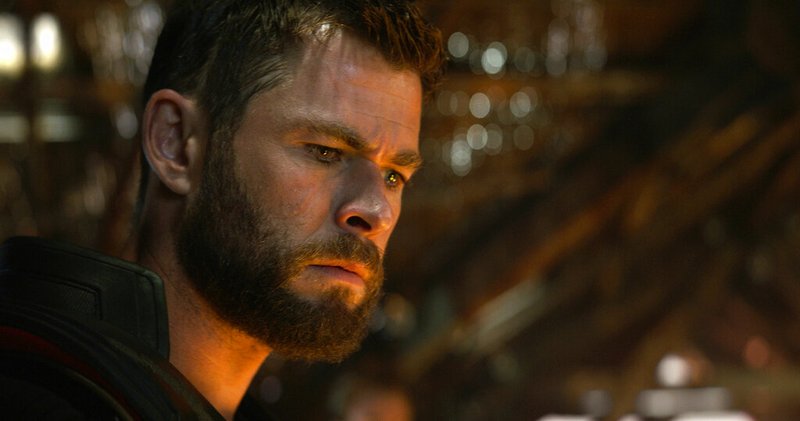 This image released by Disney shows Chris Hemsworth in a scene from “Avengers: Endgame.” (Disney/Marvel Studios via AP)