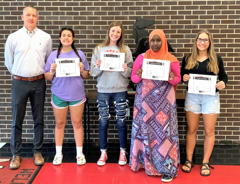 Photo Submitted MCHS Students of the Week chosen for April 1-5, shown with Mr. Wilkie, are freshman Abigail Wiseman, sophomore Rylee Bradley, junior Zeinab Mohamed, and senior Erin Wolfe.