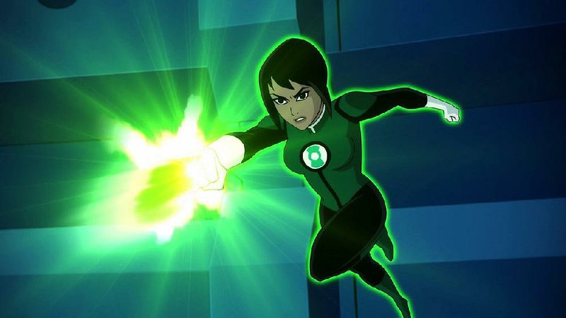 The first human female Green Lantern, the psychologically complex Jessica Cruz (voiced by Diane Guerrero), uses her power ring on an evildoer in the animated film The Justice League vs. The Fatal Five.