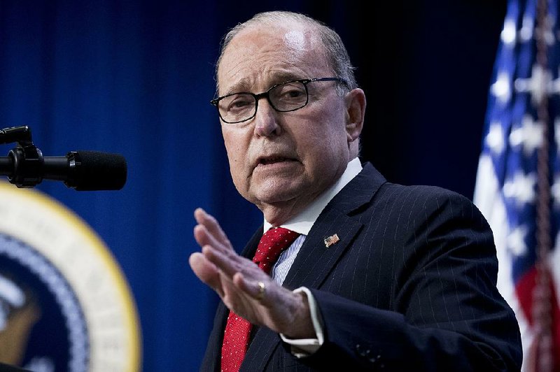 White House chief economic adviser Larry Kudlow speaks at an Opportunity Zone conference with State, local, tribal, and community leaders South Court Auditorium of the Eisenhower Executive Office Building, on the White House complex, Wednesday, April 17, 2019, in Washington.