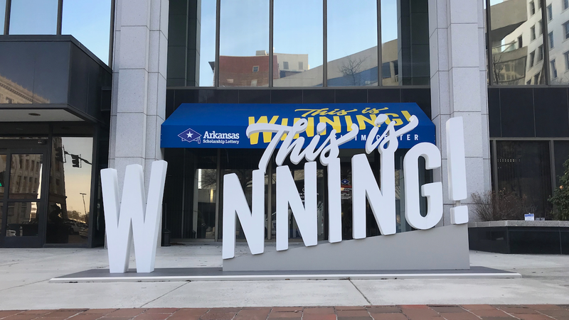 The front entrance of the Arkansas Scholarship Lottery office is shown in this Jan. 30, 2019 file photo. 