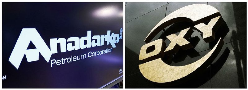 Warren Buffett’s Berkshire Hathaway will finance a bid by Occidental Petroleum (Oxy logo) for Anadarko Petroleum (logo shown), potentially upending Chevron’s $33 billion offer for the energy company, which has oil and gas fields in Texas and New Mexico. 