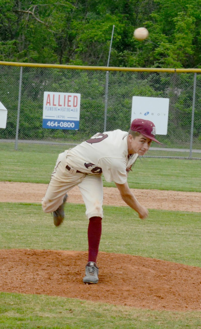 Graham Thomas/Herald-Leader Siloam Springs sophomore Gavin Henson throws a pitch Monday in the sixth inning against Vilonia at James Butts Baseball Park. Vilonia defeated the Panthers 9-7 in Game 1 and finished the sweep with a 5-1 win in Game 2.