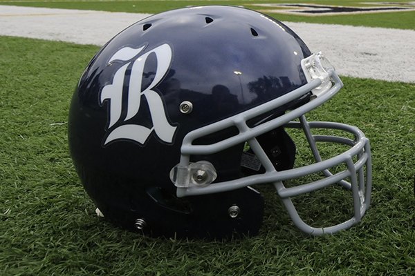 A Rice helmet sits near the end zone during the second half of of an NCAA college football game on Saturday, Oct. 11, 2014, in West Point, N.Y. (AP Photo/Hans Pennink)

