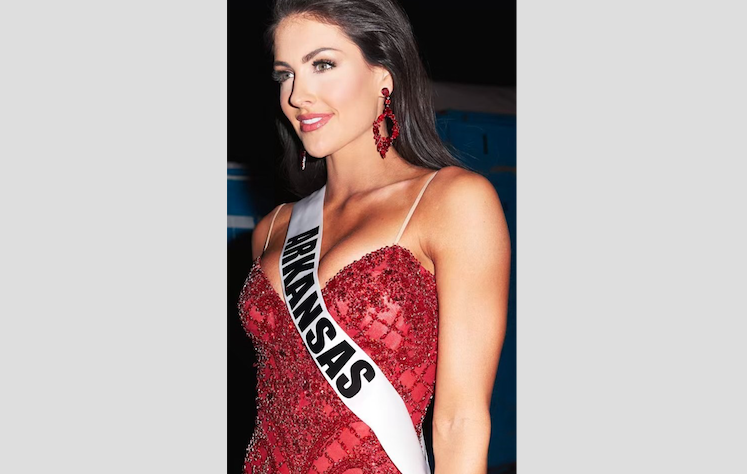 Courtesy Photo Savannah Skidmore, Miss Arkansas USA, pauses backstage at the Grand Theatre at Grand Sierra Resort in Reno, Nev., home of the Miss USA competition. The winner will be crowned by Sarah Rose Summers of Omaha, Neb., Miss USA 2018, around 9 p.m. Thursday live on FOX.