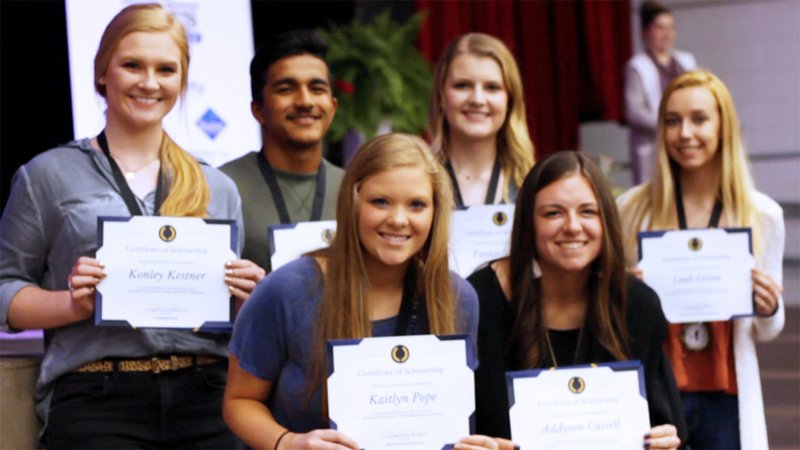 Courtesy photo Washington County Teen Leadership graduates each received $500 scholarships in recognition for their hard work and development of leadership skills. Graduates and scholarship donors included Konley Kestner, Chambers Bank; Luis Santillano, Collier Drug Store; Kaitlyn Pope, Sam's Club Fayetteville; Taylor Evans, Sam's Club Fayetteville; Addyson Cassell, Farmington Chamber of Commerce; and Leah Grene, Lincoln Wolf Pack Foundation.