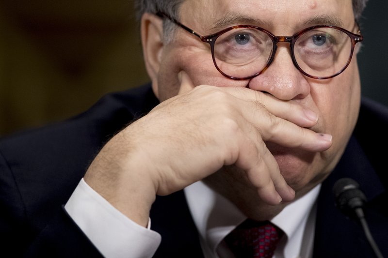 Attorney General William Barr appears at a Senate Judiciary Committee hearing on Capitol Hill in Washington, Wednesday, May 1, 2019, on the Mueller report. (AP Photo/Andrew Harnik)