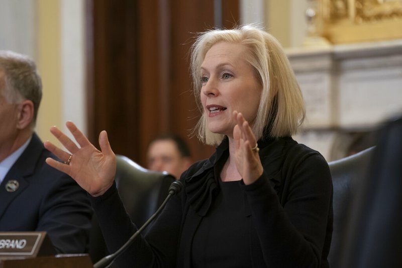 In this March 6, 2019, file photo, Sen. Kirsten Gillibrand, D-N.Y., the ranking member of the Senate Armed Services Subcommittee on Personnel, speaks during a hearing about prevention and response to sexual assault in the military, on Capitol Hill in Washington. Reports of military sexual assaults jumped by 13% last year, but an anonymous survey of service members released Thursday suggests the problem is vastly larger. The survey number is about 37% higher than two years ago, when one was last done, fueling frustration within the department and outrage on Capitol Hill. "I am tired of the statement I get over and over from the chain of command: 'We got this, madam, we got this.' You don't have it!" Gillibrand, shouted during a Senate Armed Services Committee confirmation hearing Thursday for Army Gen. James McConville. "You're failing us." (AP Photo/J. Scott Applewhite, File)