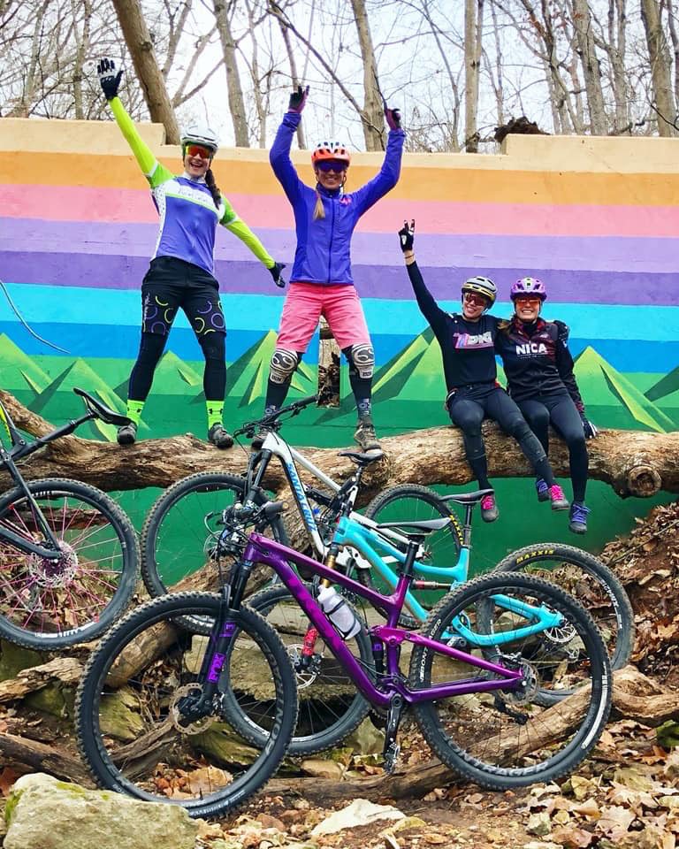 Photo courtesy of Women Shred Riders celebrate during a Women of Oz group ride on Northwest Arkansas-area trails. Women of Oz will be offering a group ride at 5:45 p.m. May 9 beginning at Lawrence Plaza on Northeast A Street as part of Women Shred activities at the Bentonville Film Festival. The ride is free, and no advance registration is required.