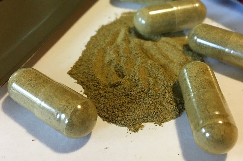 This Sept. 27, 2017, file photo shows kratom capsules in Albany, N.Y. A U.S. government report released April 11, 2019, said the herbal supplement was a cause in 91 overdose deaths in 27 states. (AP Photo/Mary Esch)