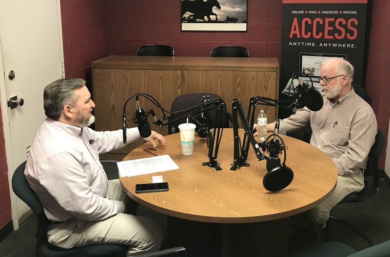 Greg Harton (left), host of Speaking of Arkansas, and Dr. Kevin Fitzpatrick, professor of sociology at the University of Arkansas. 