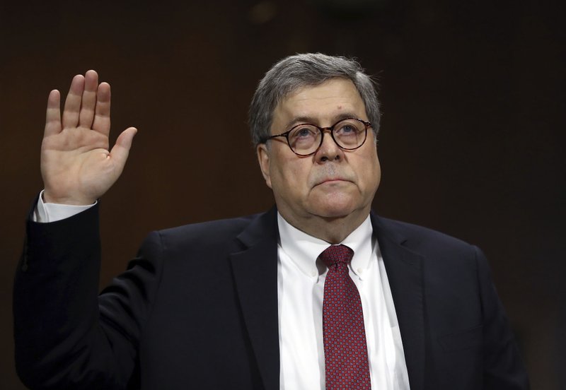 In this May 1, 2019, file photo, Attorney General William Barr is sworn in to testify before the Senate Judiciary Committee hearing on Capitol Hill in Washington.