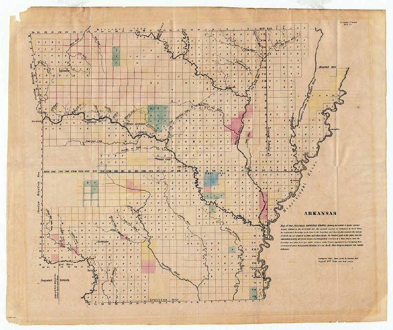 Edward Cross’ Oct. 31, 1837, public survey map is on display starting Friday at Historic Arkansas Museum.
