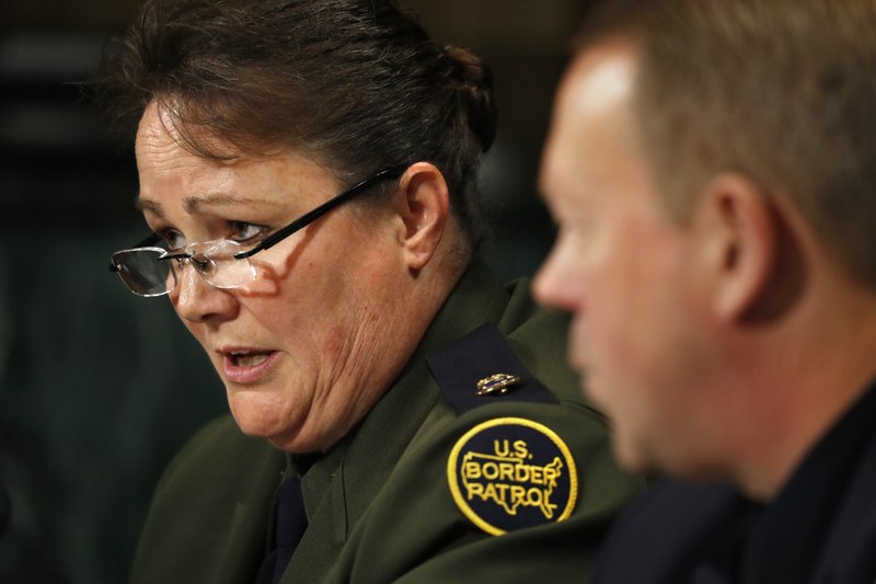 U.S. Border Patrol Chief Carla Provost, left, testifies during a Senate Judiciary Border Security and Immigration Subcommittee hearing about the border, Wednesday May 8, 2019, on Capitol Hill in Washington. At right is Customs and Border Protection Office of Field Operations Executive Assistant Commissioner Todd Owen. (AP Photo/Jacquelyn Martin)