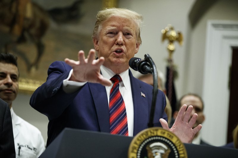 President Donald Trump speaks during an event in the Roosevelt Room of the White House, Thursday, May 9, 2019, in Washington. (AP Photo/Evan Vucci)