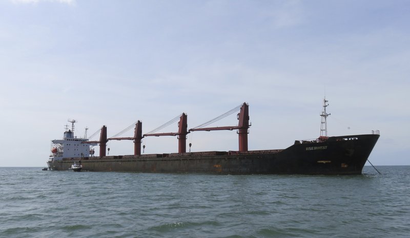 This undated photo released by the U.S. Justice Dept, Thursday, May 9, 2019, shows the North Korean cargo ship Wise Honest. The Trump administration says it has seized a North Korean cargo ship that U.S. officials say was used to transport coal in violation of international sanctions. (Department of Justice via AP)